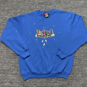 Vintage Jostens Sportswear Jackpot Sweatshirt Large Blue Sequins Casino USA 90s